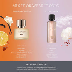 MIX:BAR Vanilla Bourbon hair mist bottle ready to refresh and deepen the aroma.