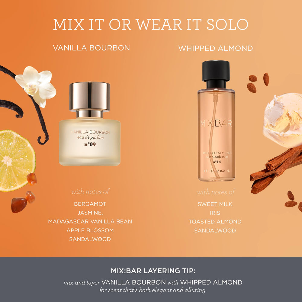 MIX:BAR Vanilla Bourbon notes card highlights vanilla bean and amber warmth.