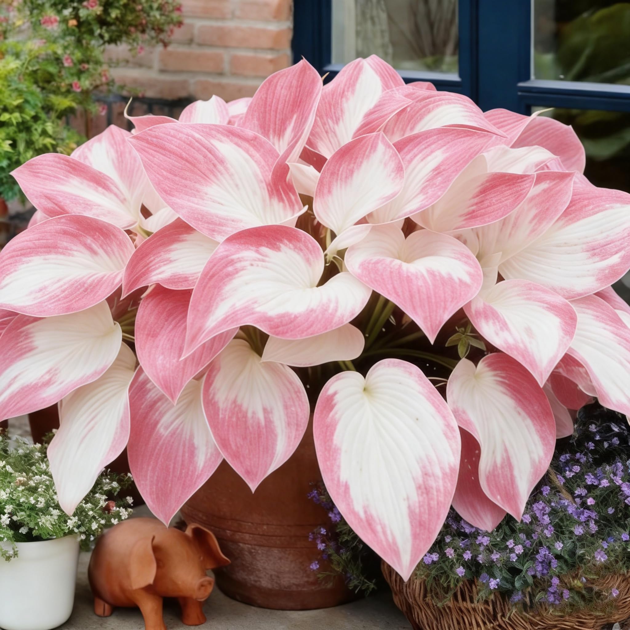Container planting with Mixrug hosta seeds on balcony or patio