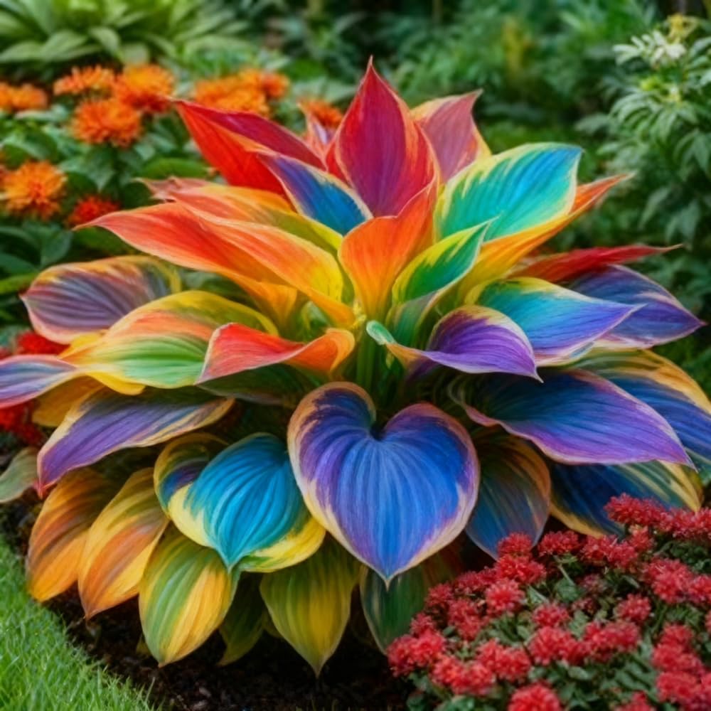 Mixrug hosta seeds variegated leaves offer decorative foliage for shaded borders.