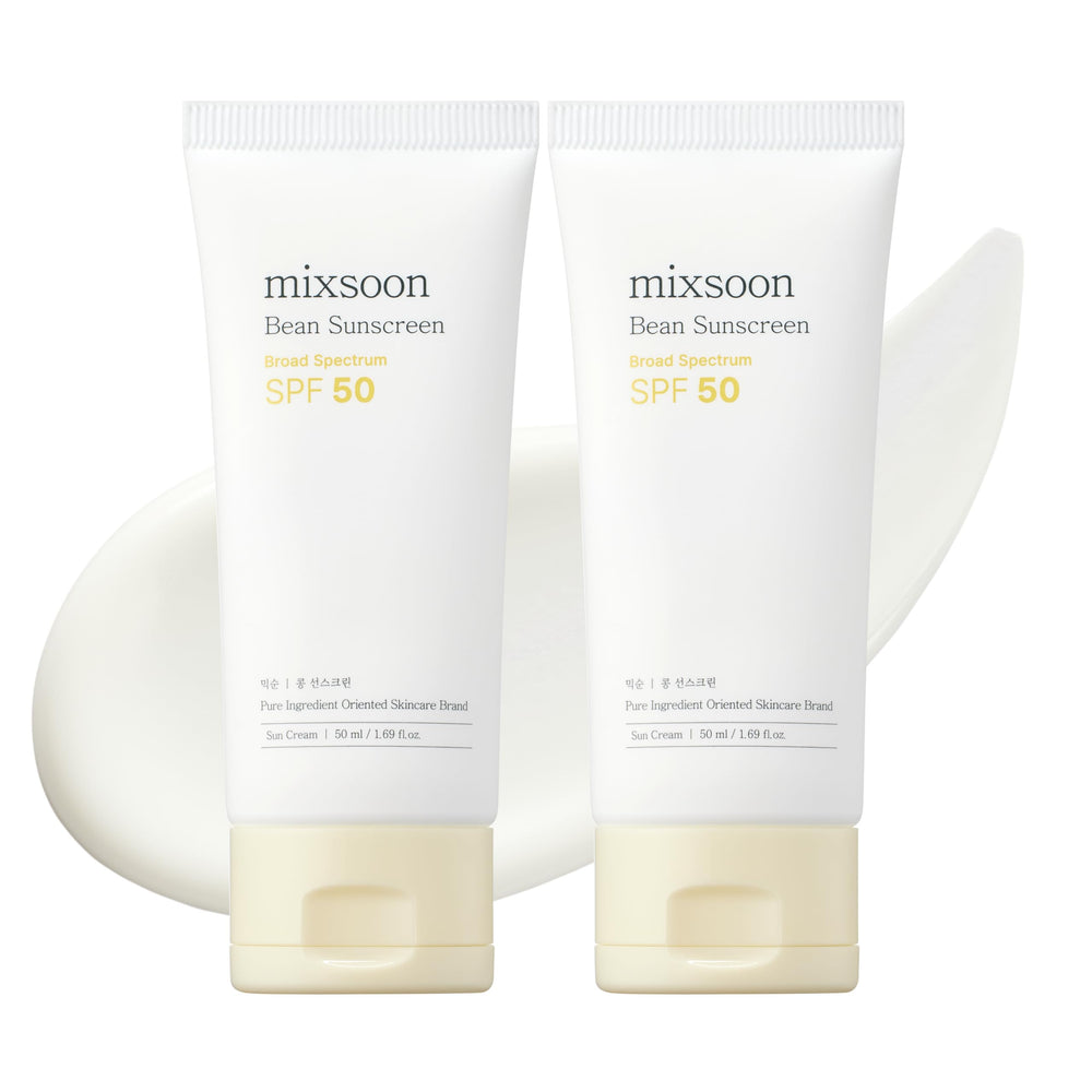 Mixsoon Bean Sunscreen 1+1 bundle bottle front, SPF 50 with no white cast for outdoor use