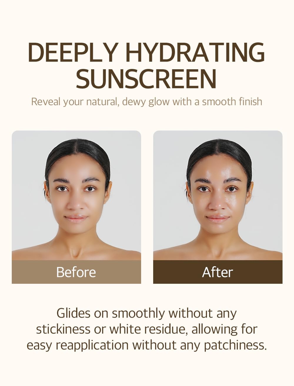 Mixsoon Bean Sunscreen applied with no white cast on skin