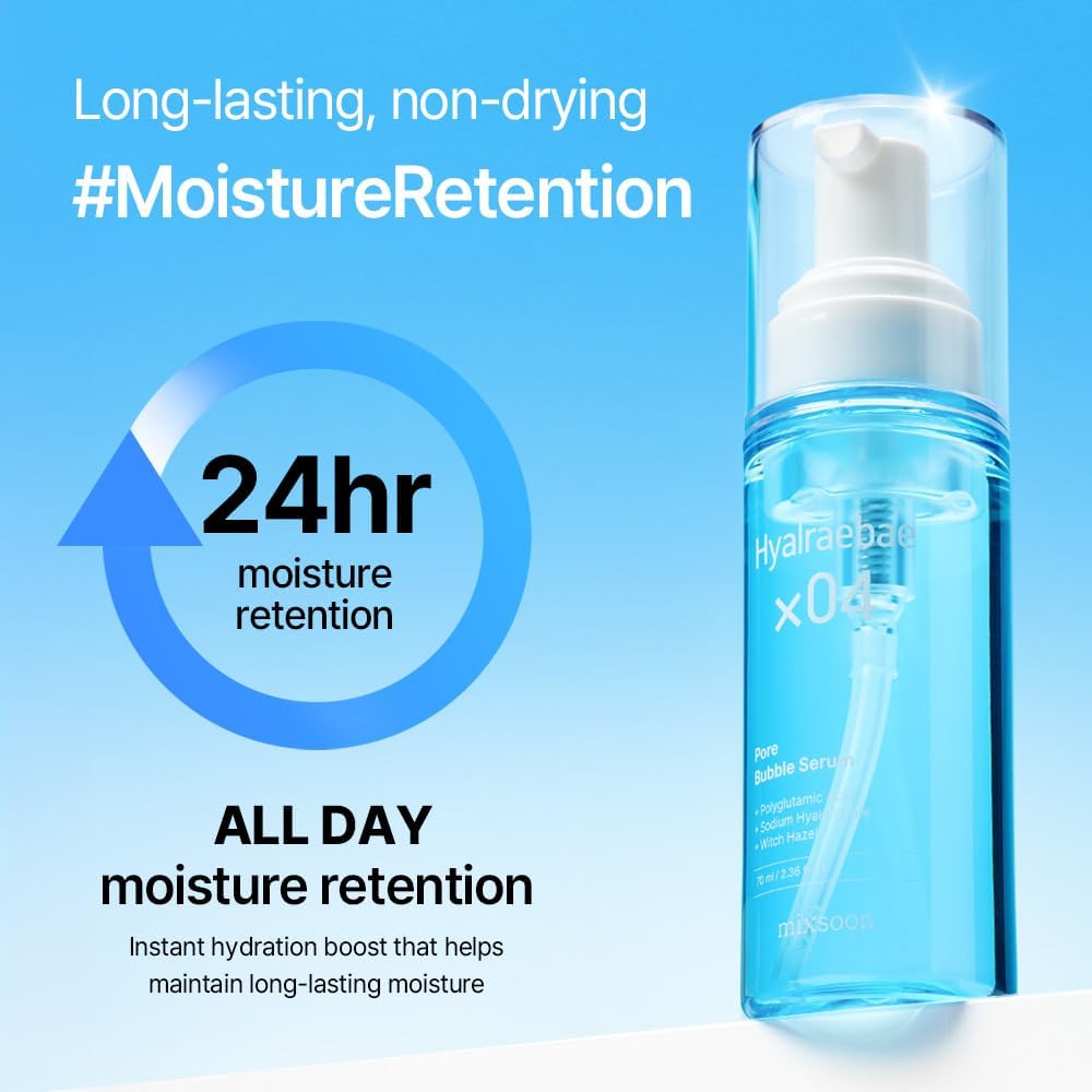 Mixsoon Hyalraebae Pore Bubble Serum with Centella Exosome provides calming, resilient-looking skin.