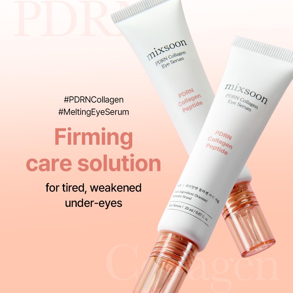 Mixsoon PDRN Collagen Eye Serum being applied under-eye for comfort.