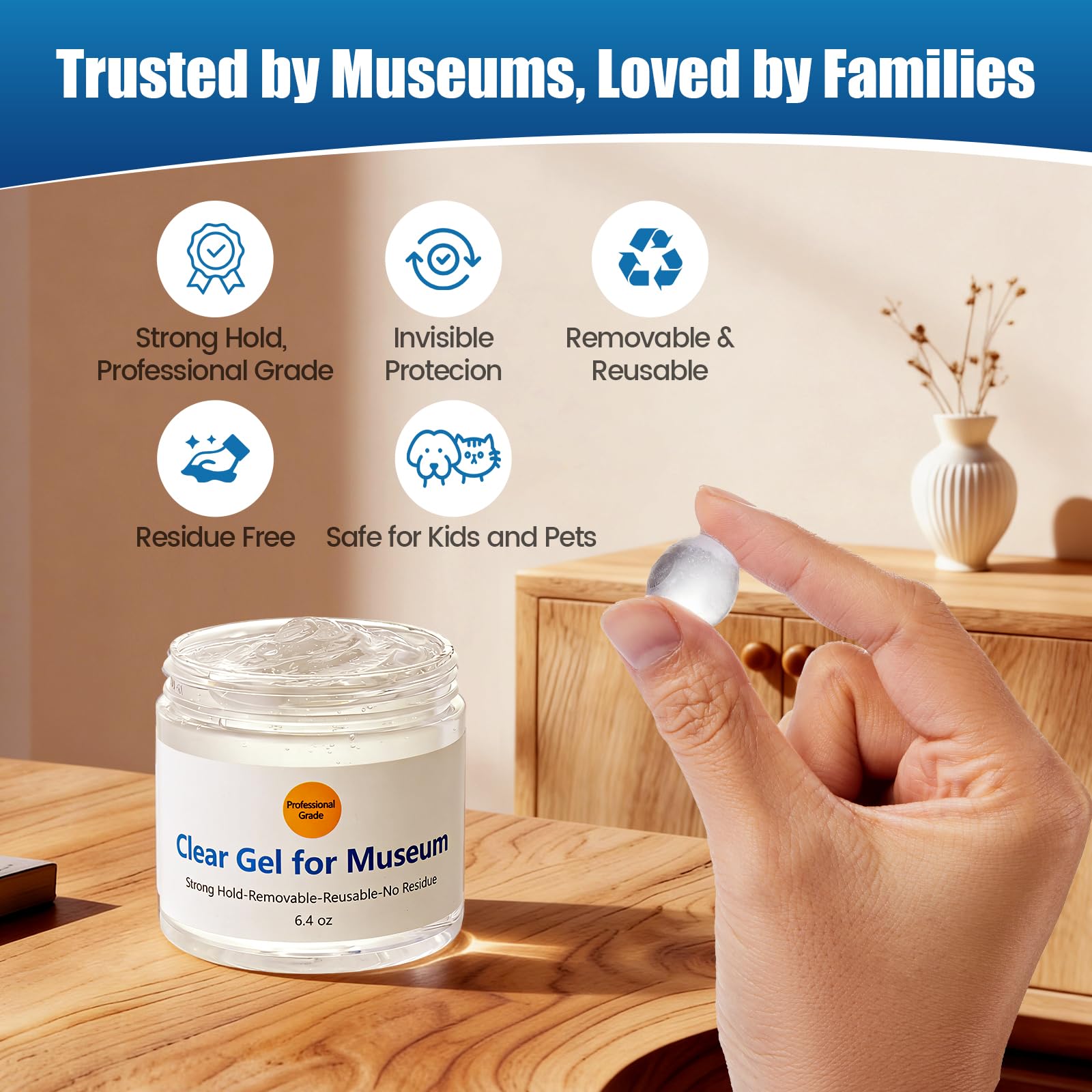 MIYYET clear sticky gel for easy application on smooth surfaces.