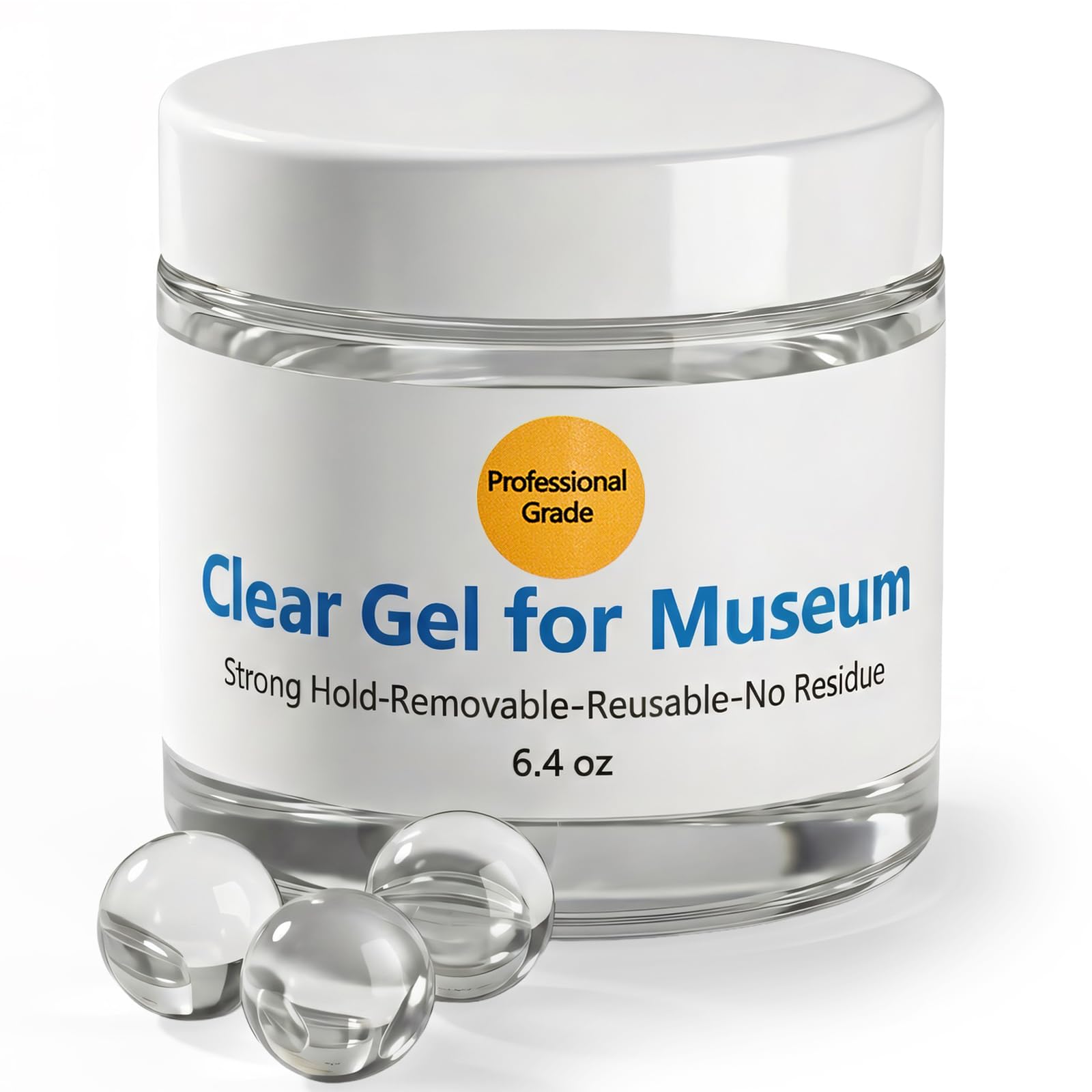 MIYYET Exhibit Gel clear bottle secures delicate items on display.