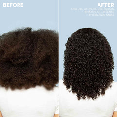 Argan oil droplet on Mizani Moisture Fusion bottle emphasizing shine and softness