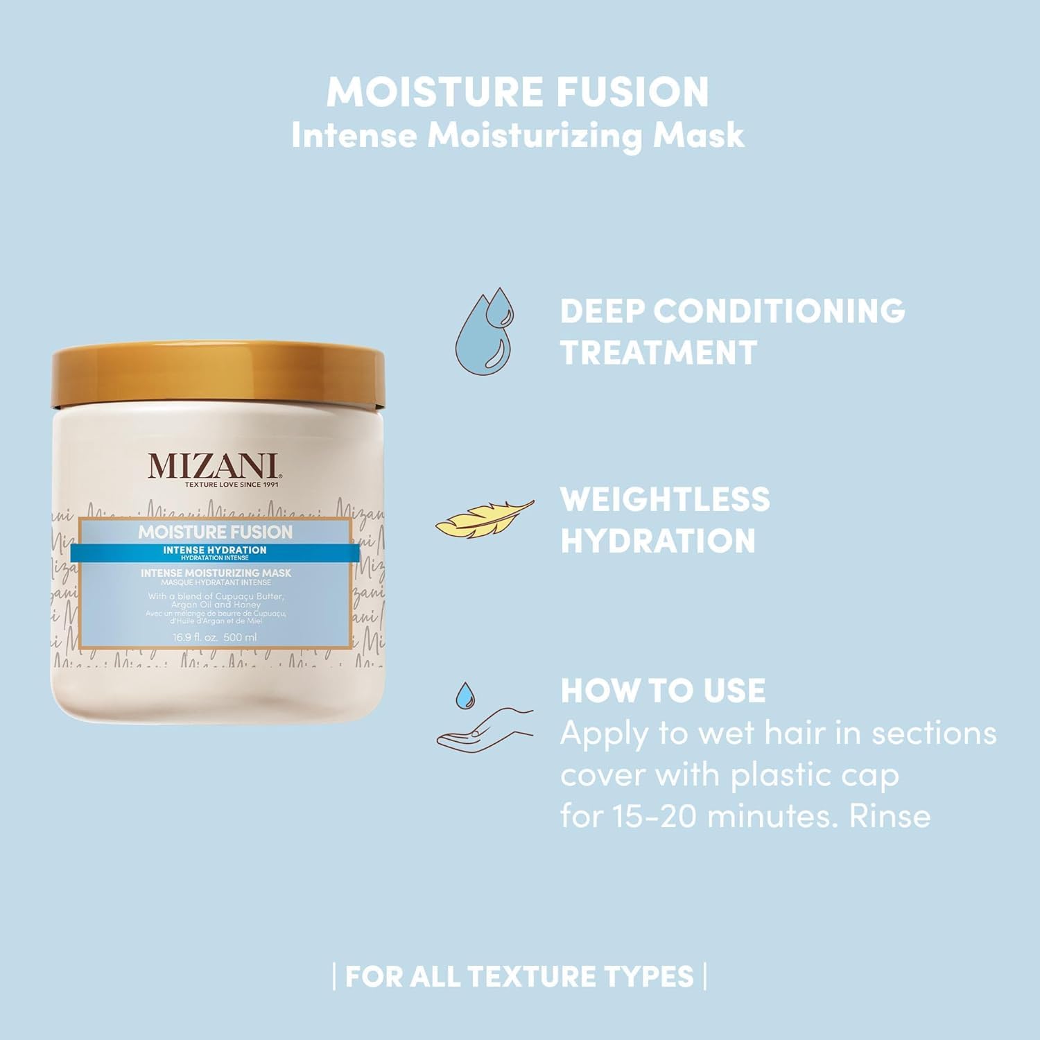 Cupuaçu butter piece shown with Mizani Moisture Fusion nourishment