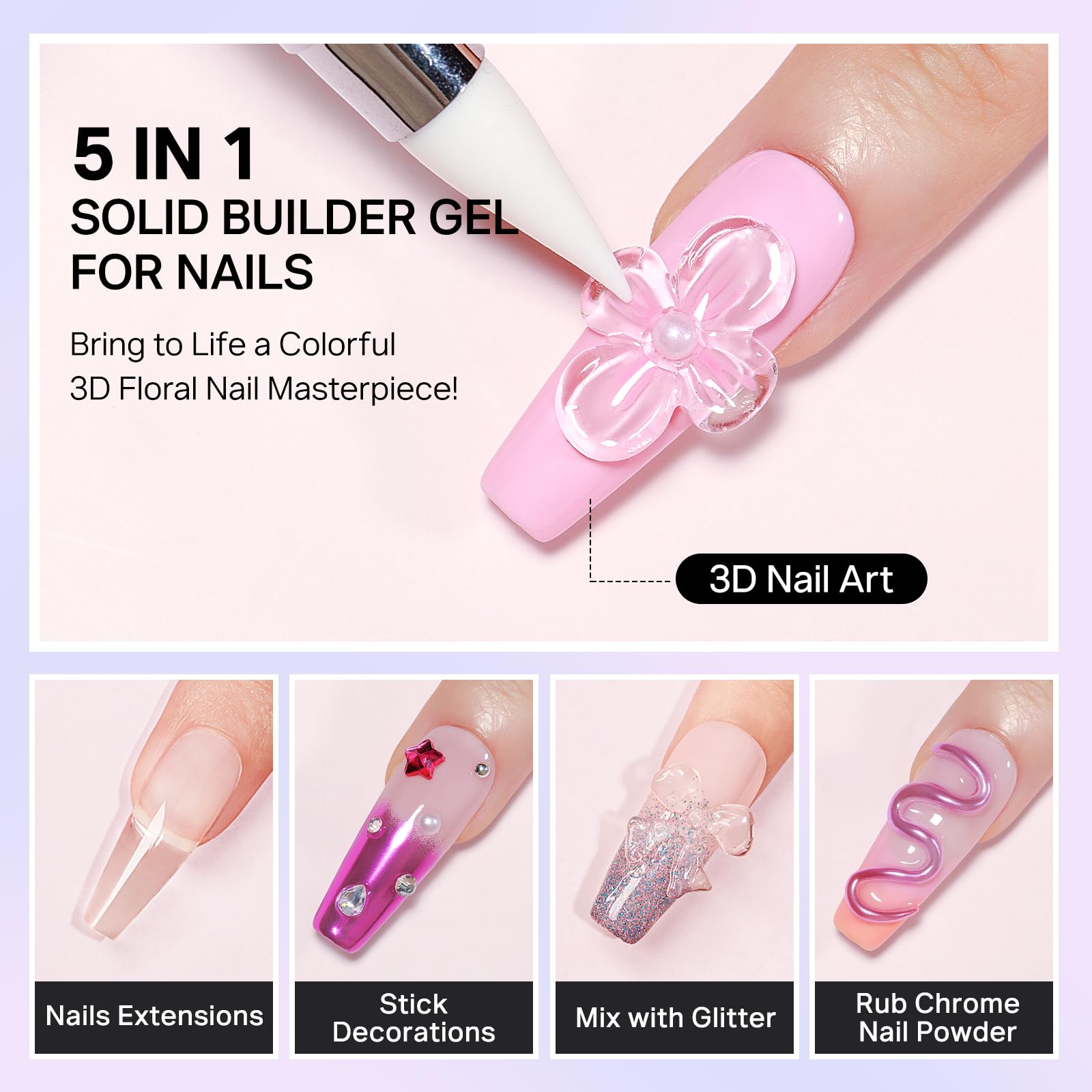 MIZHSE chrome powder swirls add metallic accents on nails.