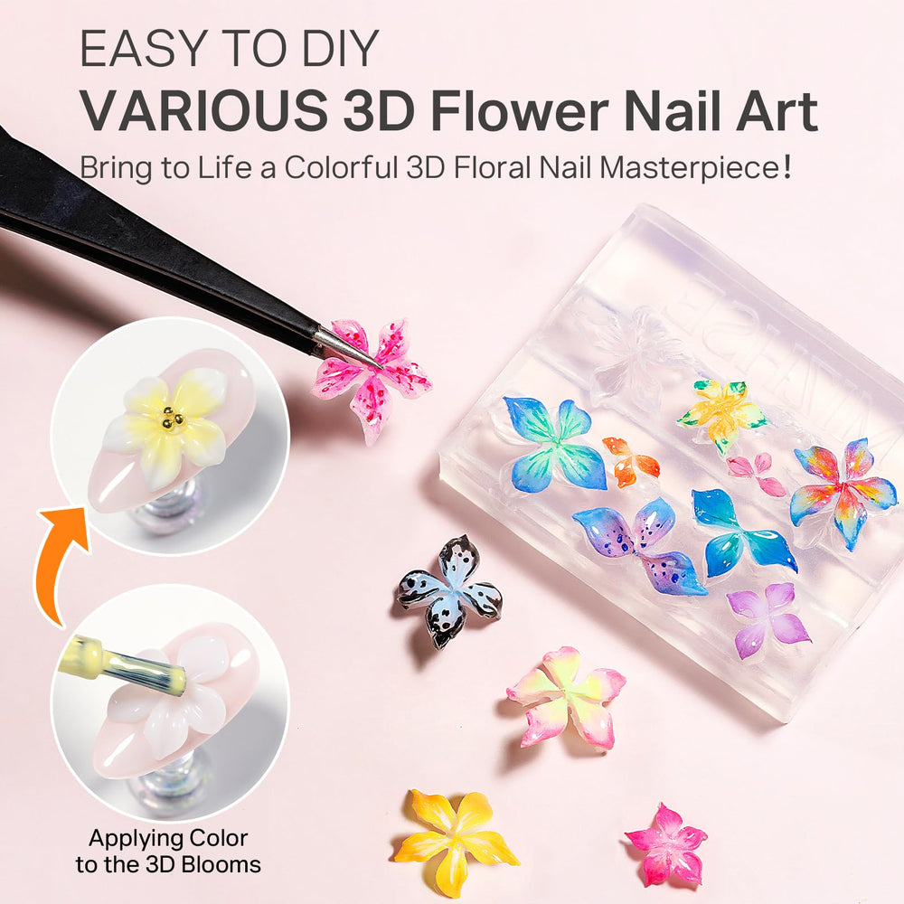 MIZHSE Flowers design mold for glitter and gradient looks.