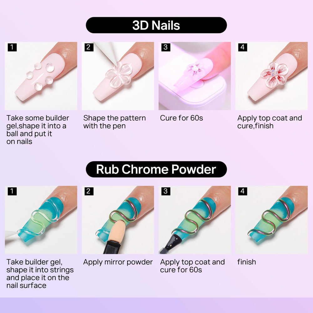 Nails in progress showing long-lasting hold and decoration