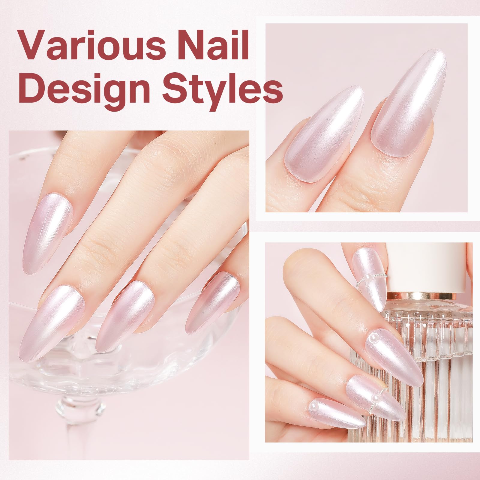 MIZHSE Pearlescent Pink drying time illustration highlights quick set