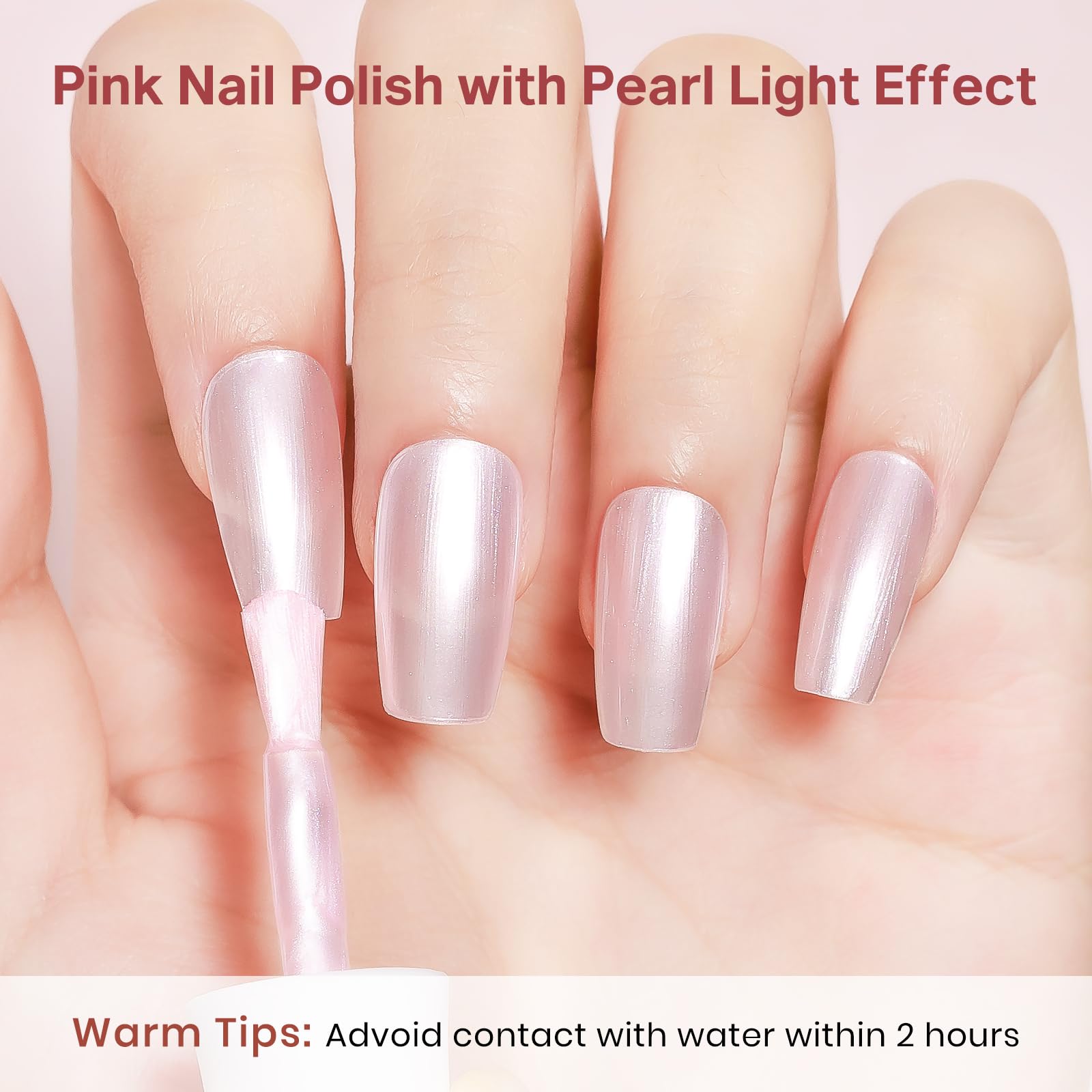 MIZHSE Pearlescent Pink glossy finish on dried nails