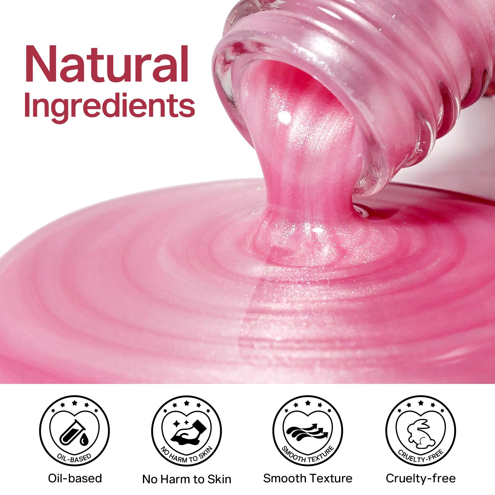 Fine-tip brush of MIZHSE Pearlescent Rose Pink Nail Polish demonstrates smooth, even application.