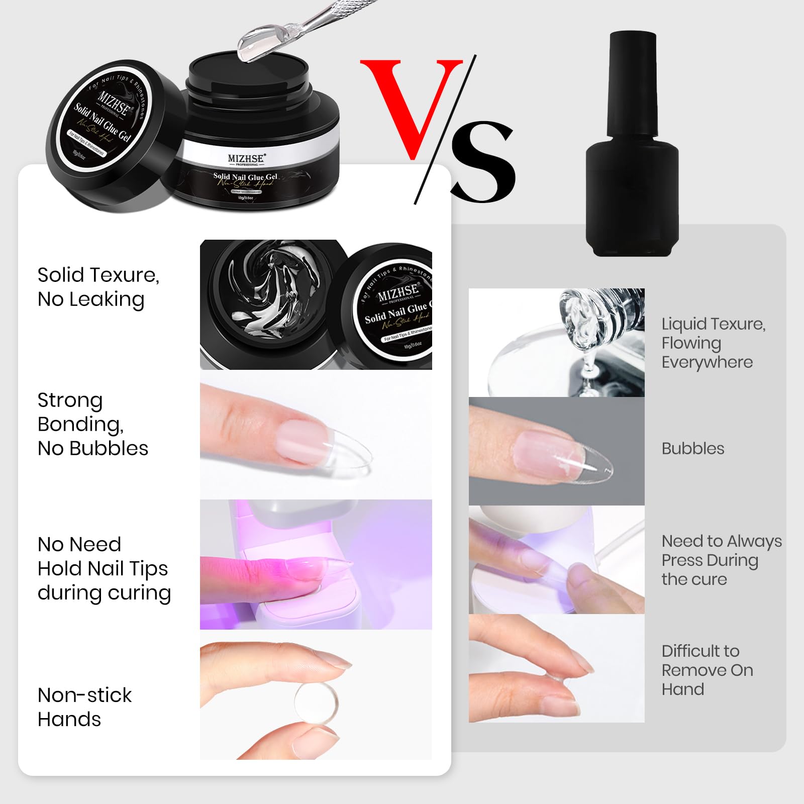 MIZHSE nail tips pressed with glue for quick wear and secure fit.