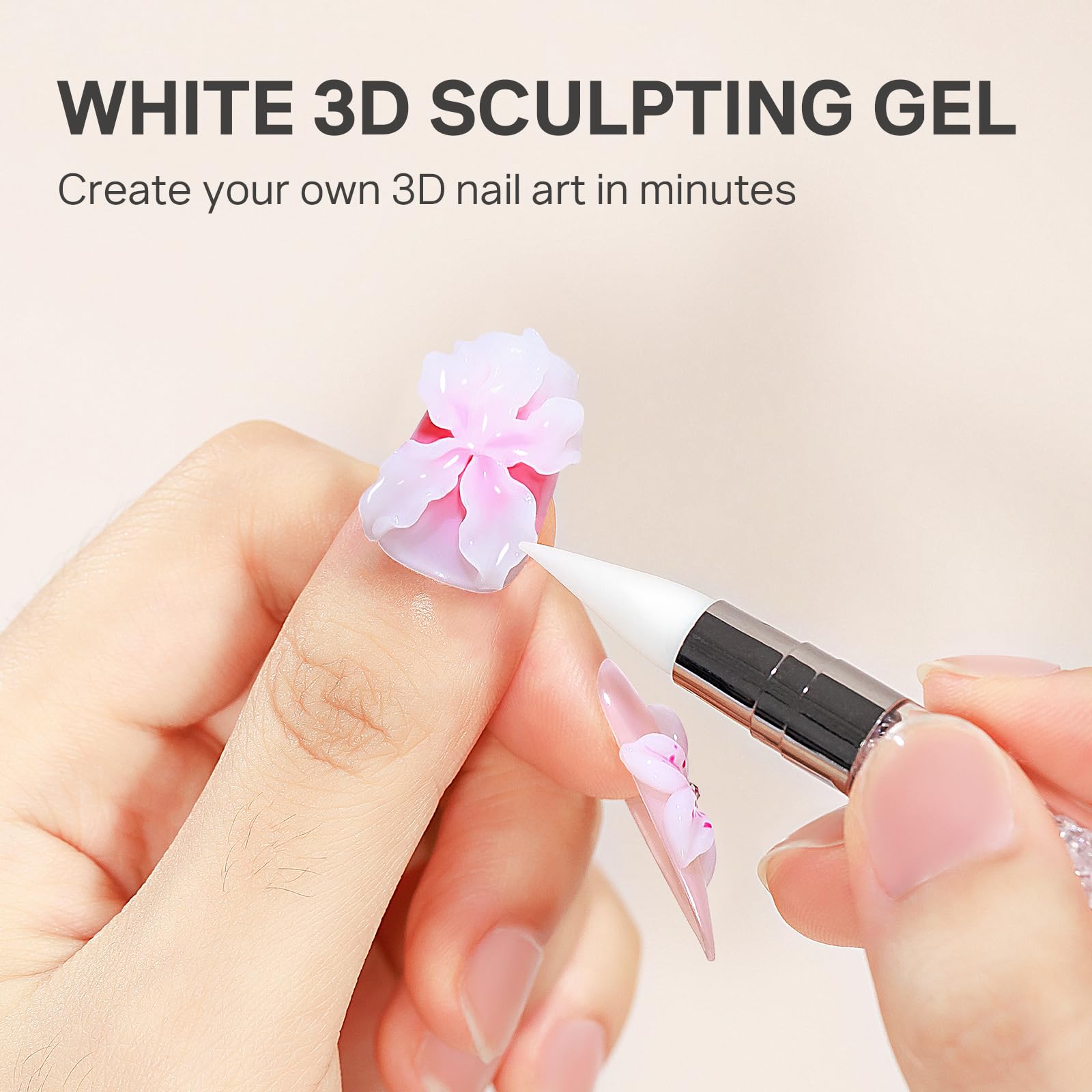 MIZHSE White 3D Gel dual-end pen for shaping details.