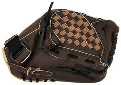 Mizuno Prospect Brown Flex Web leather detail highlighting durability and style.