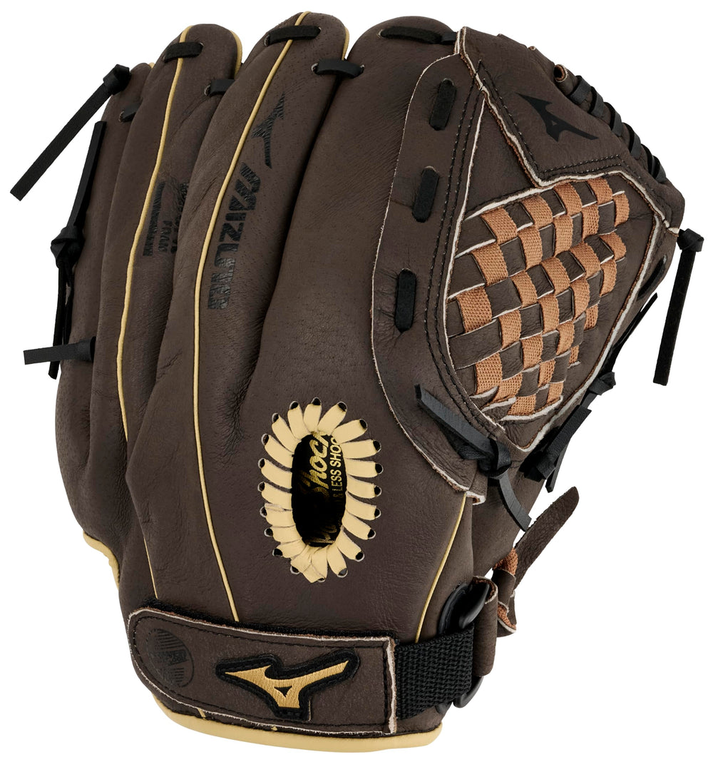 Mizuno Prospect PowerClose glove front view for teen players.
