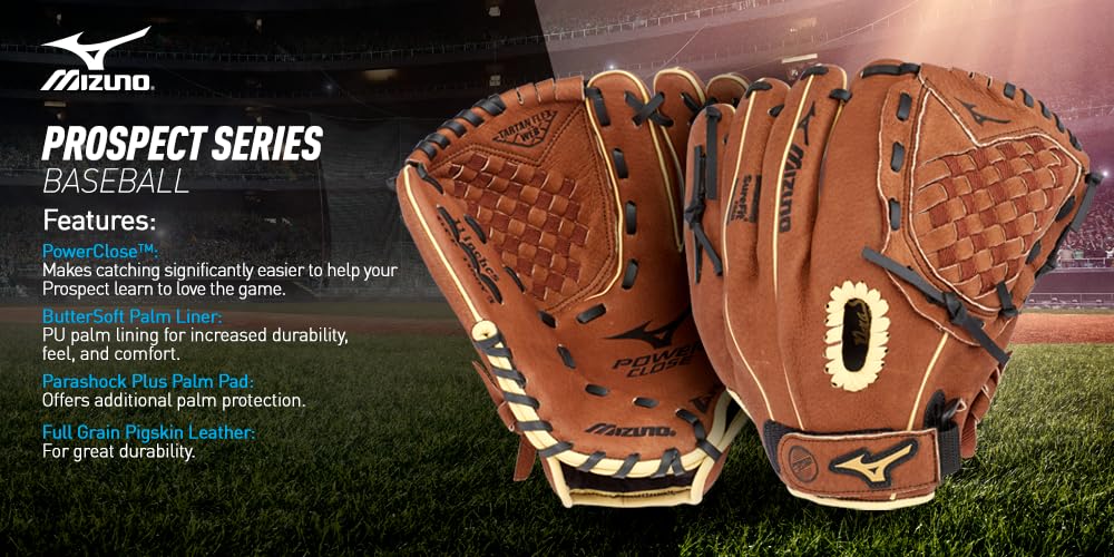 Mizuno Prospect PU palm liner close-up for comfort and touch.