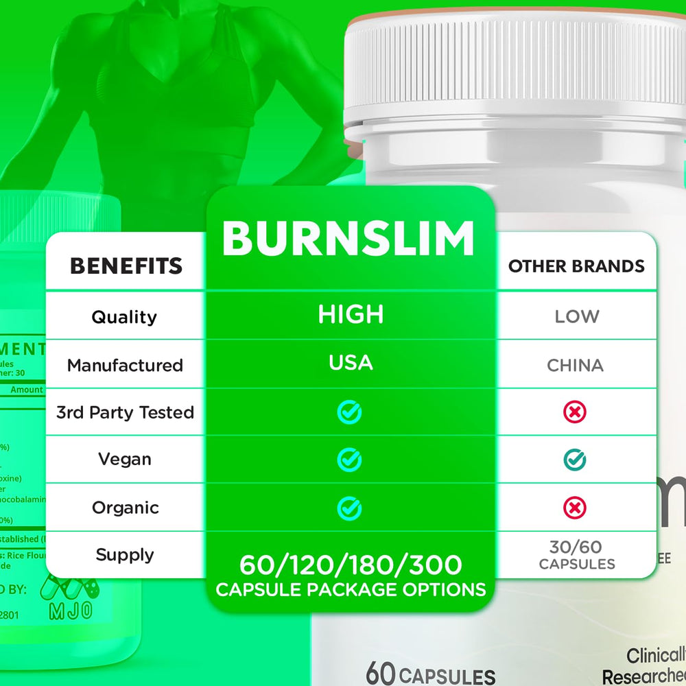 MJO Burn Slim packaging shown for on-the-go active lifestyles.
