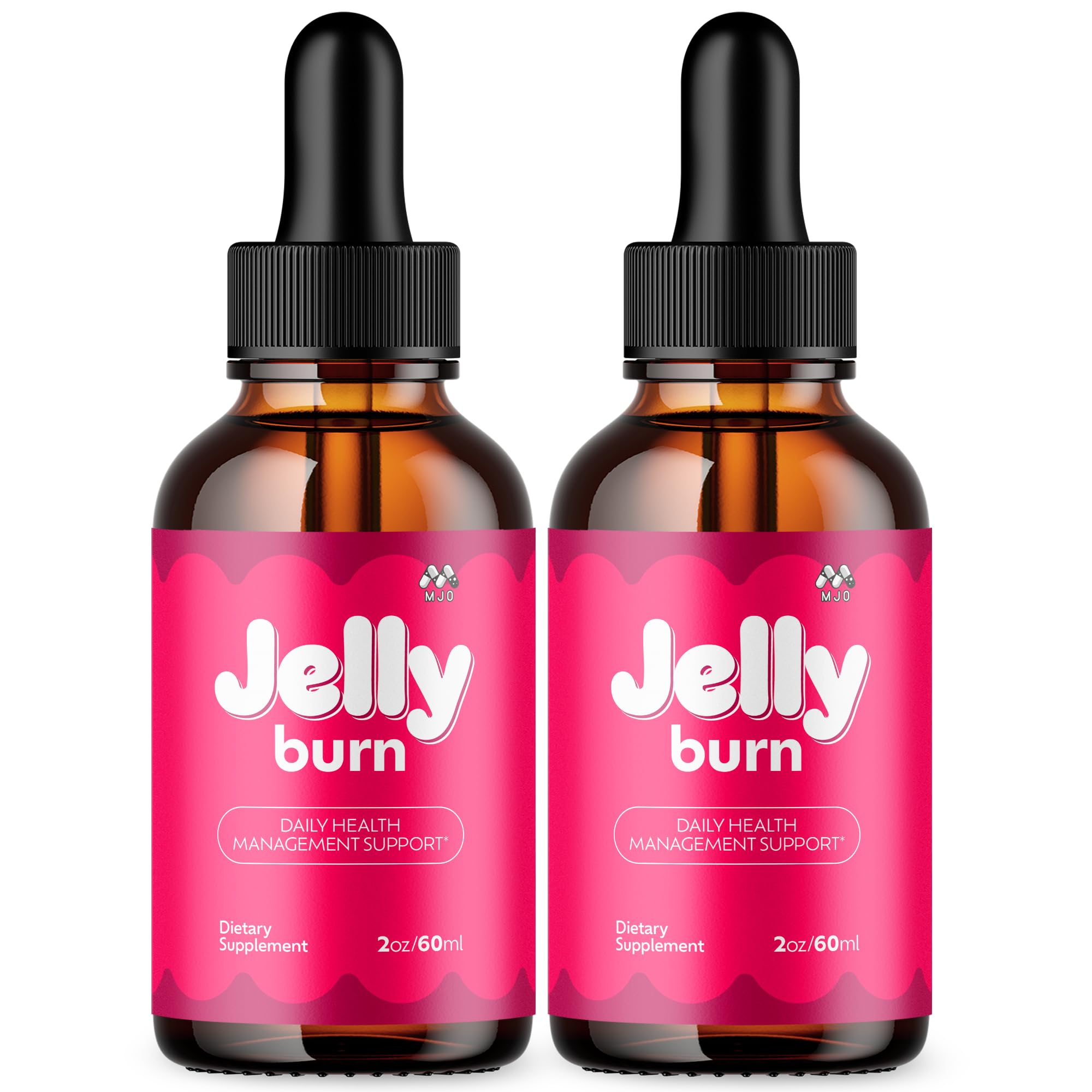 MJO Jelly Burn Drops bottle front view for daily wellness support.