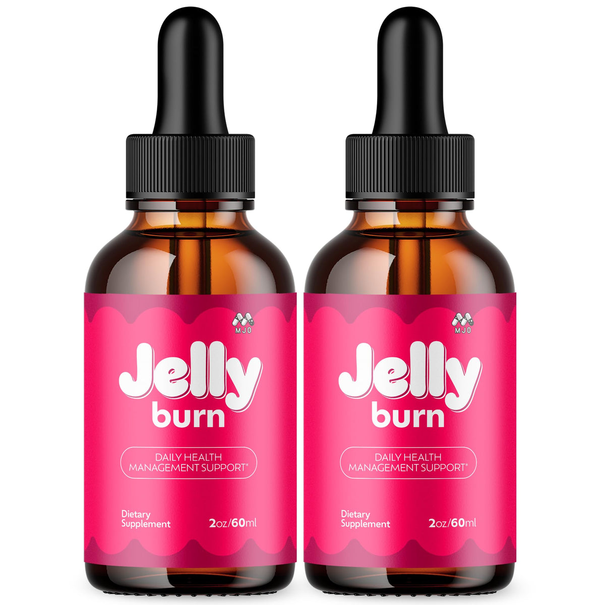 MJO Jelly Burn Drops bottle front view for daily wellness support.