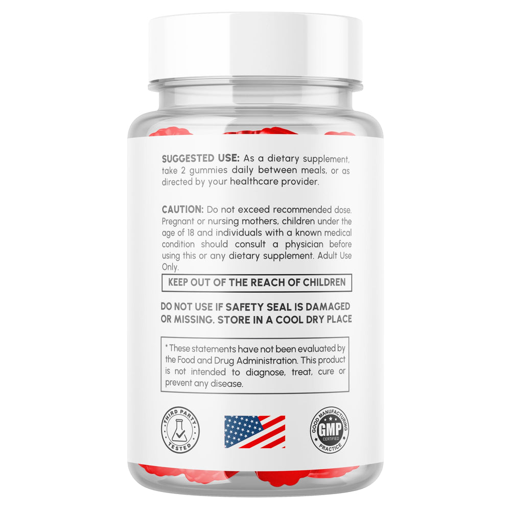 Gummies placed beside gym gear for routine support with MJO Vital Boost XL.