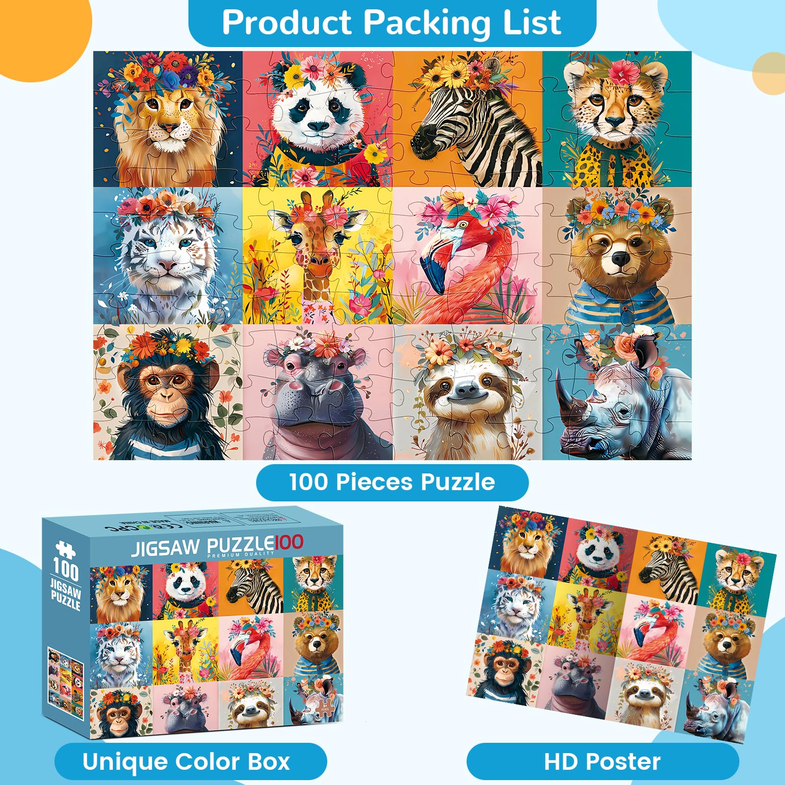 Mjyphdm gift-ready animal puzzle ideal for birthdays and holidays