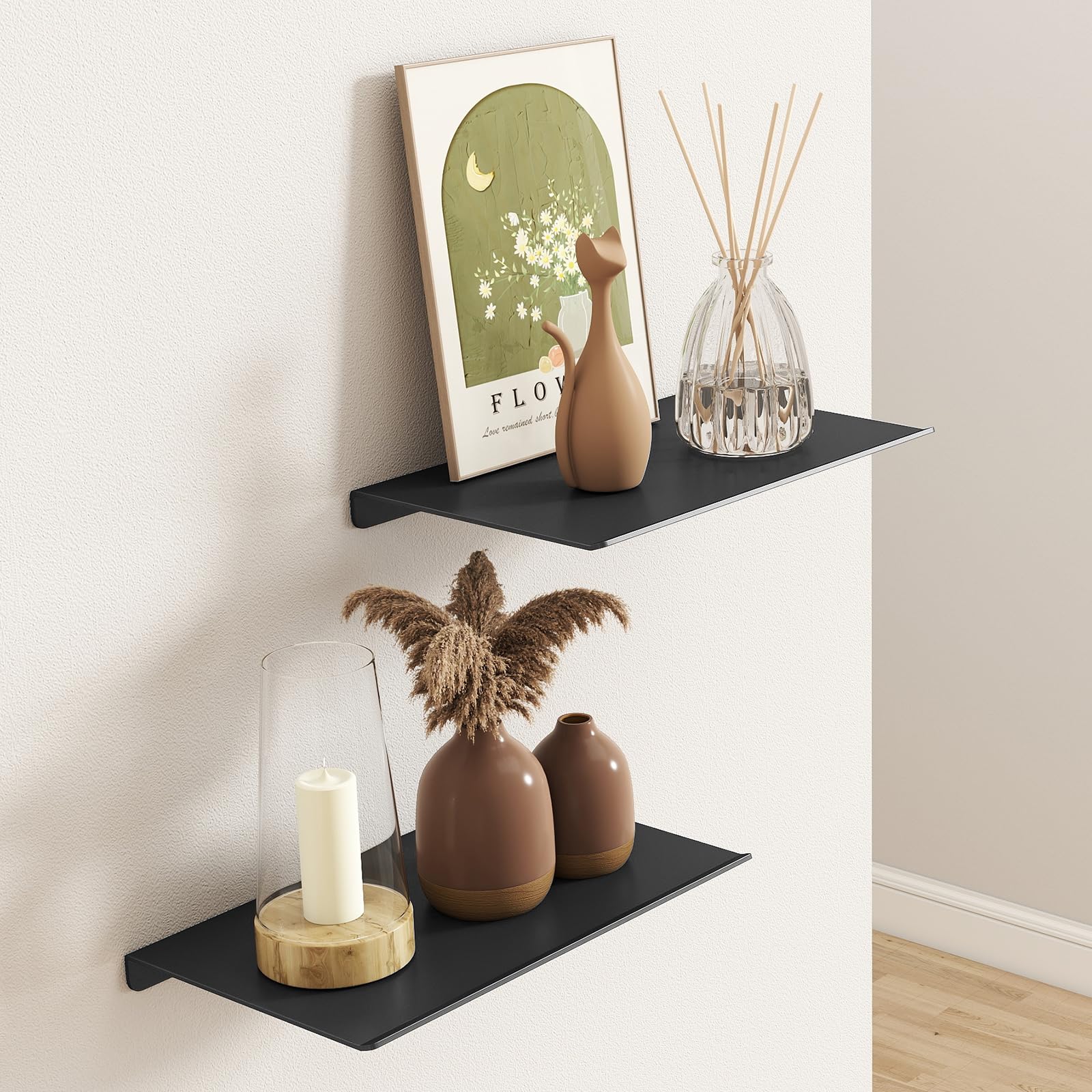 MKO two pack wall shelves ideal for bathroom toiletries and small decor