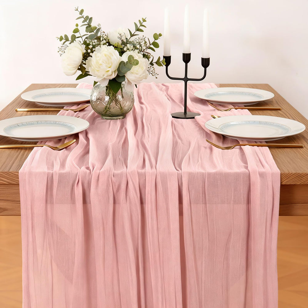 Mkobon cheesecloth table runner crinkle fabric texture enhances rustic charm