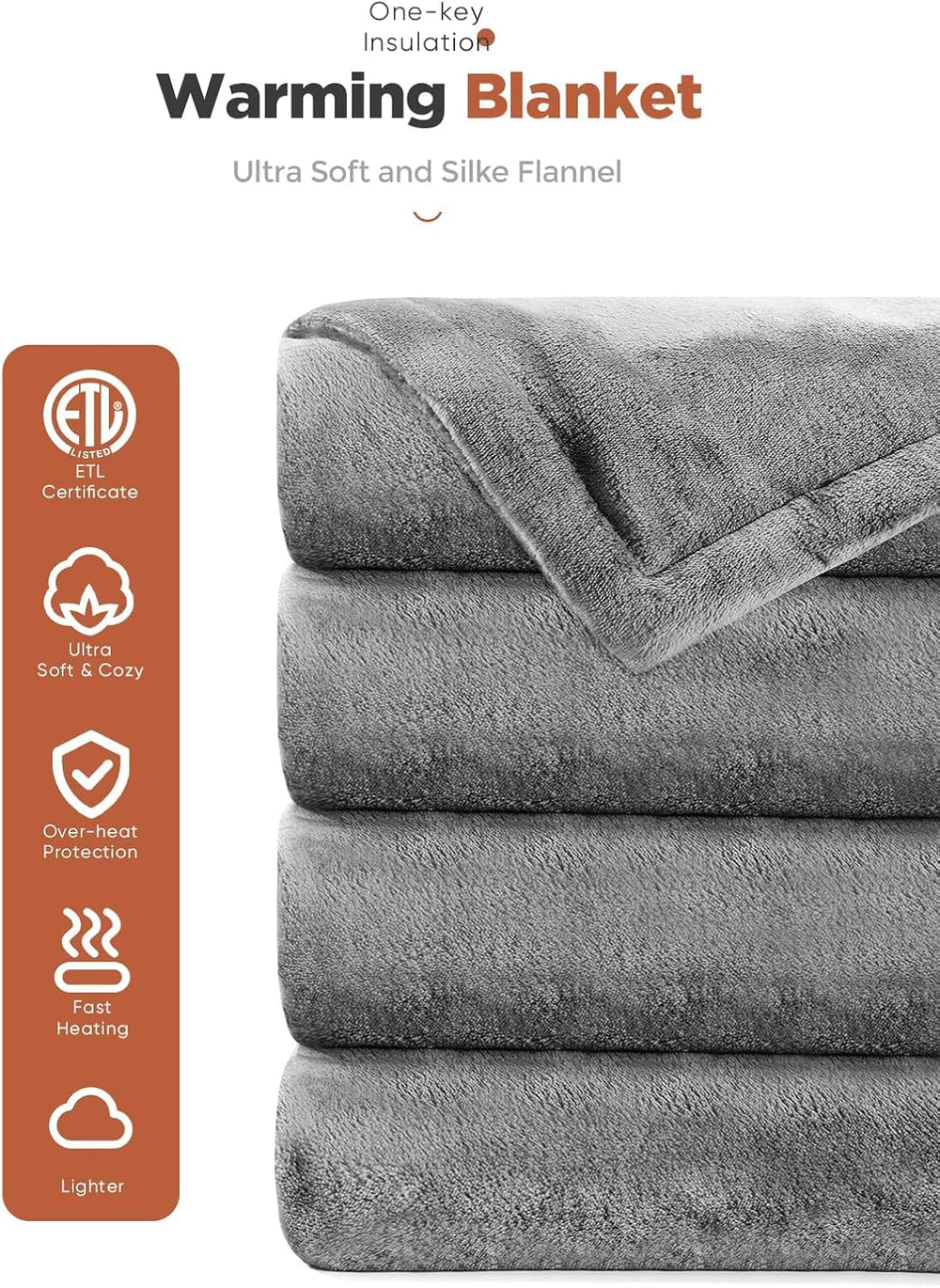 Mlivrom heated throw blanket close-up flannel texture conveys ultra-soft comfort