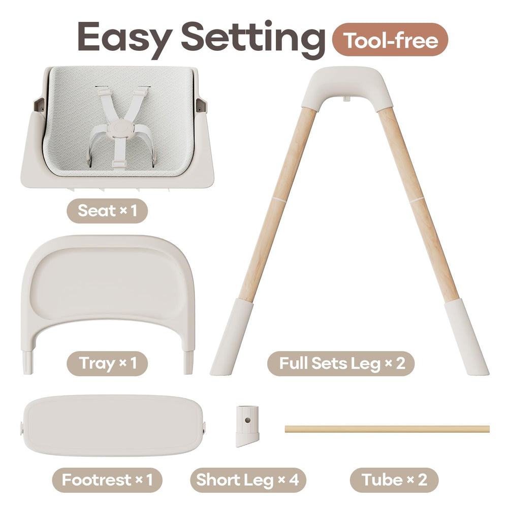 Mloong High Chair 5-point harness keeps baby secure