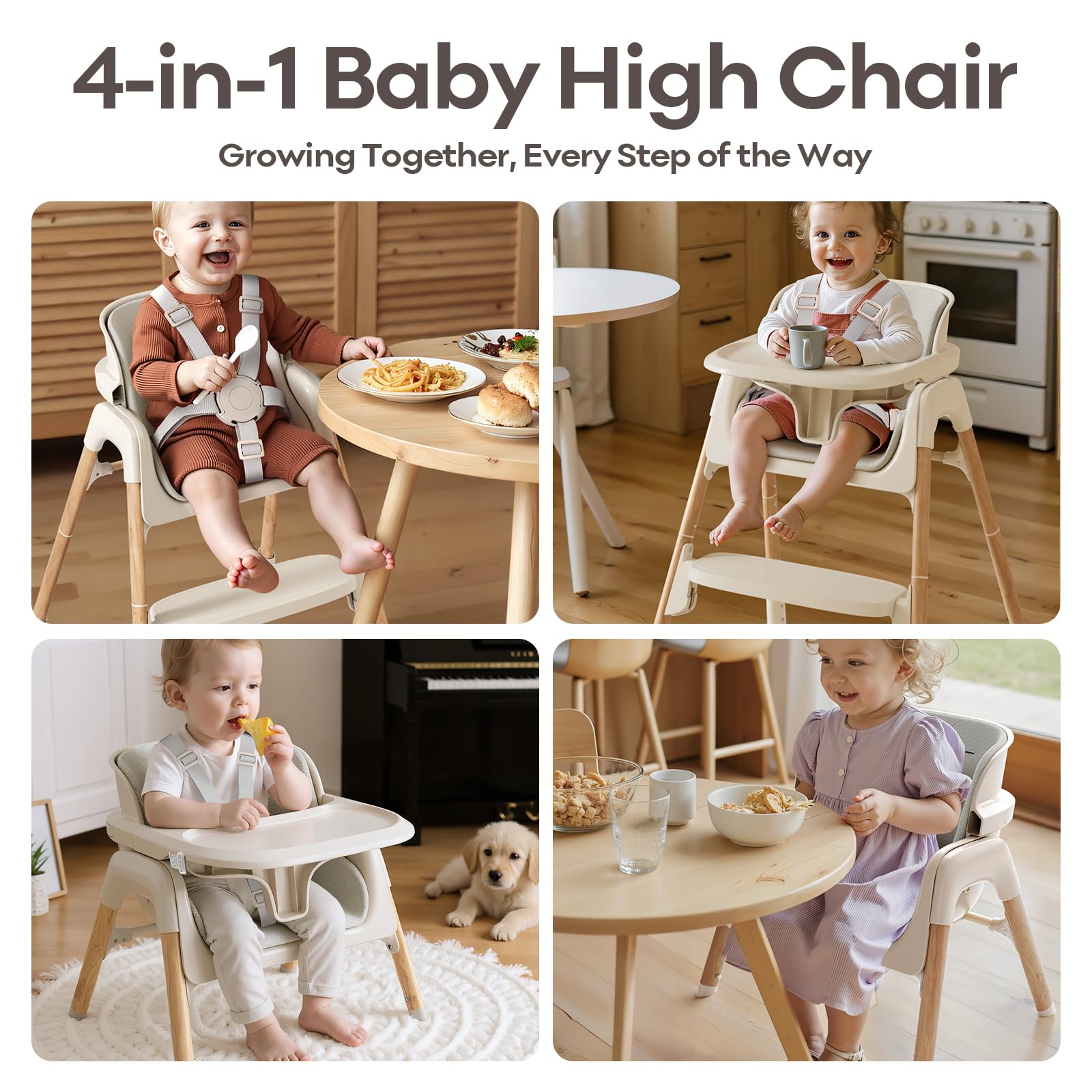 Mloong High Chair adjustable height adapts to different tables