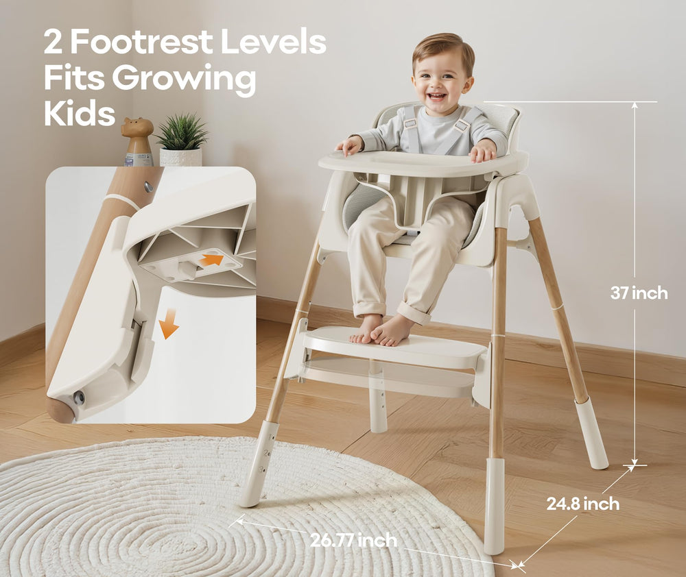 Mloong High Chair stainless steel legs for easy washing