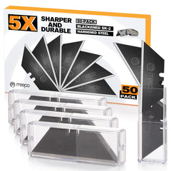 M MEEPO 50-pack blades for long-lasting, precise box cutting.