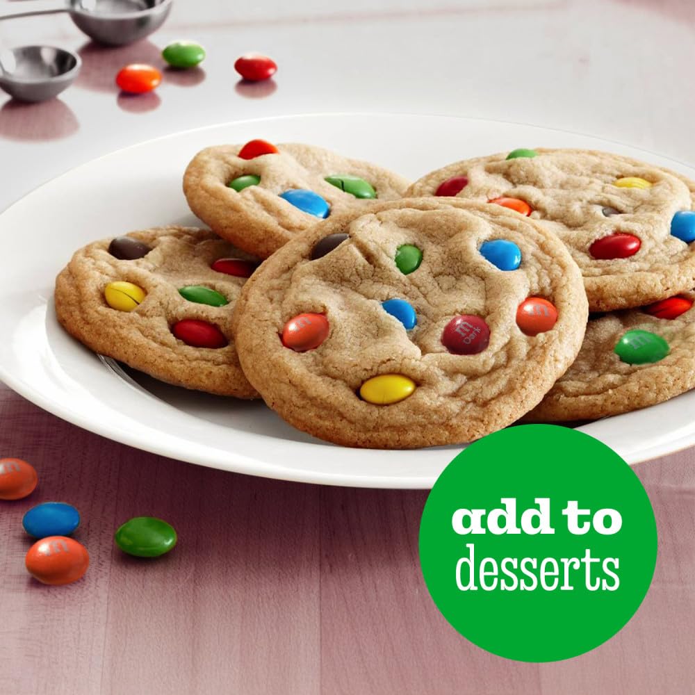 M&M'S dark chocolate candy shells add vibrant color to desserts.