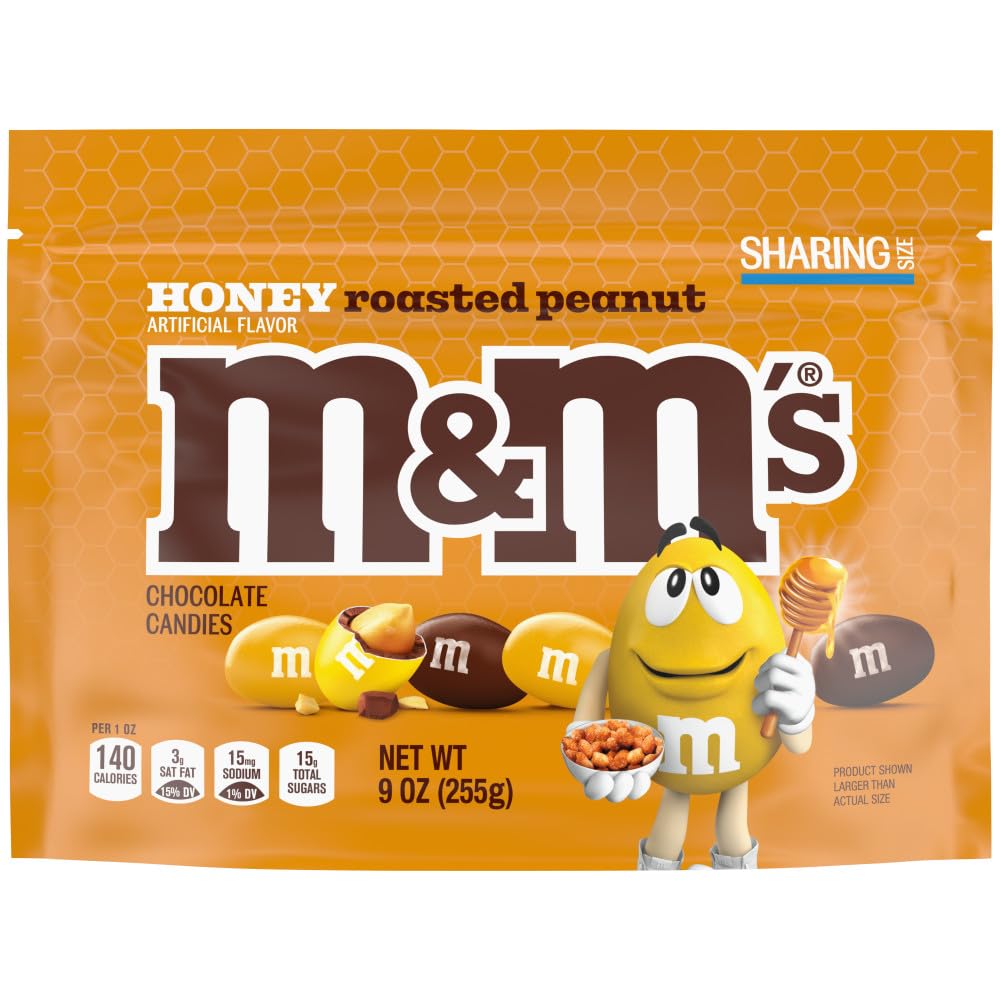 M&M's Honey Roasted Peanut Milk Chocolate Candy pack for on-the-go snacking.