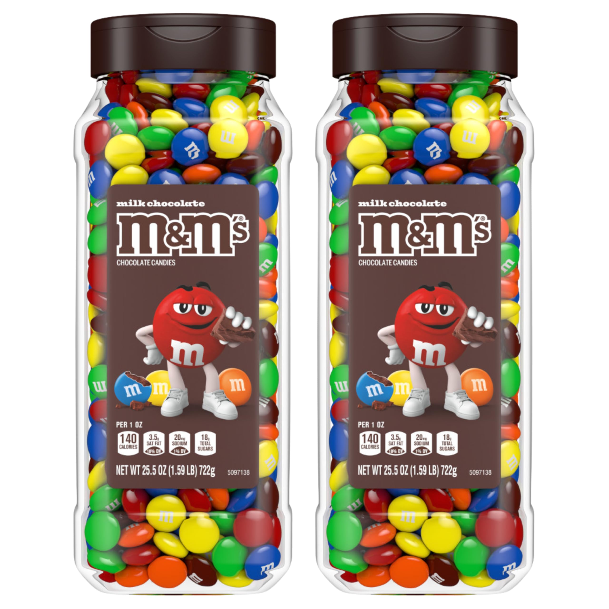 M&M's Milk Chocolate bulk candy jar front view for party bowls and sharing