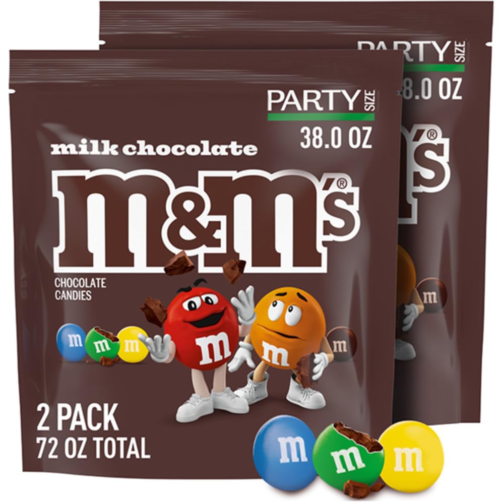 M&M's Milk Chocolate Candy two resealable 38 oz bags for easy party refills.