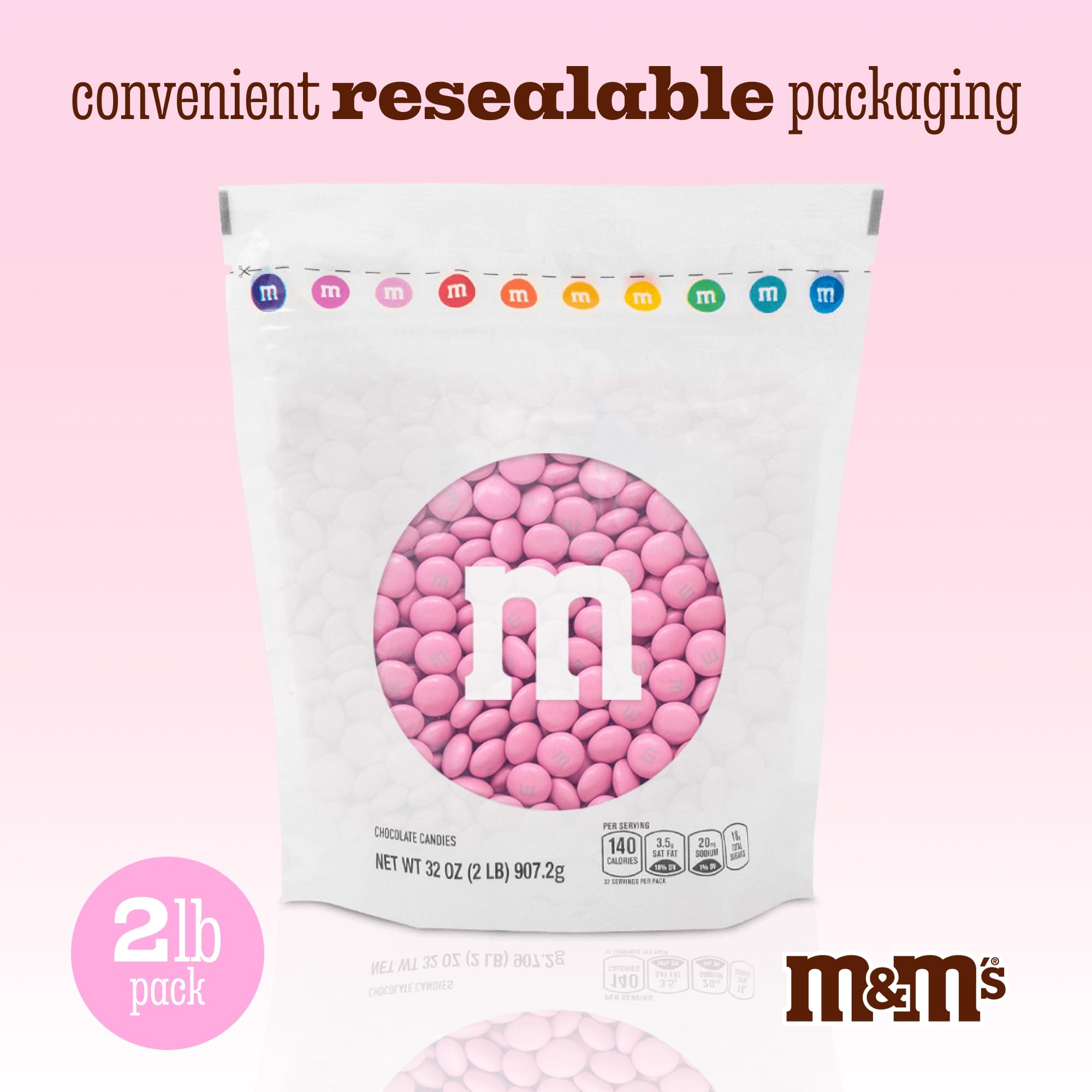 M&M’S WORLD pink milk chocolate arranged for a candy buffet display