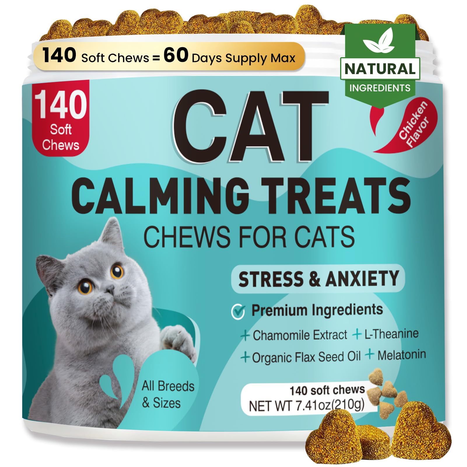MNQAXZ cat calming treats bottle supports travel-ready calm.