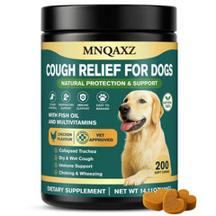 MNQAXZ Dog Cough Relief Chews pack shot with chicken flavor offering easy, gentle respiratory support