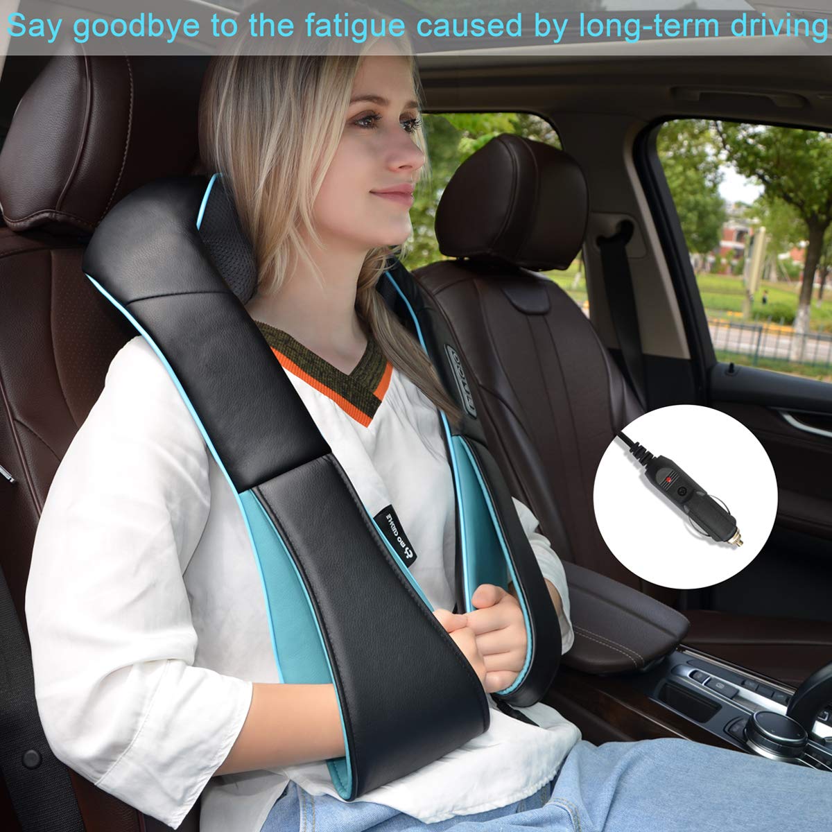 Mo Cuishle Shiatsu neck massager portable design for home, office, or travel.