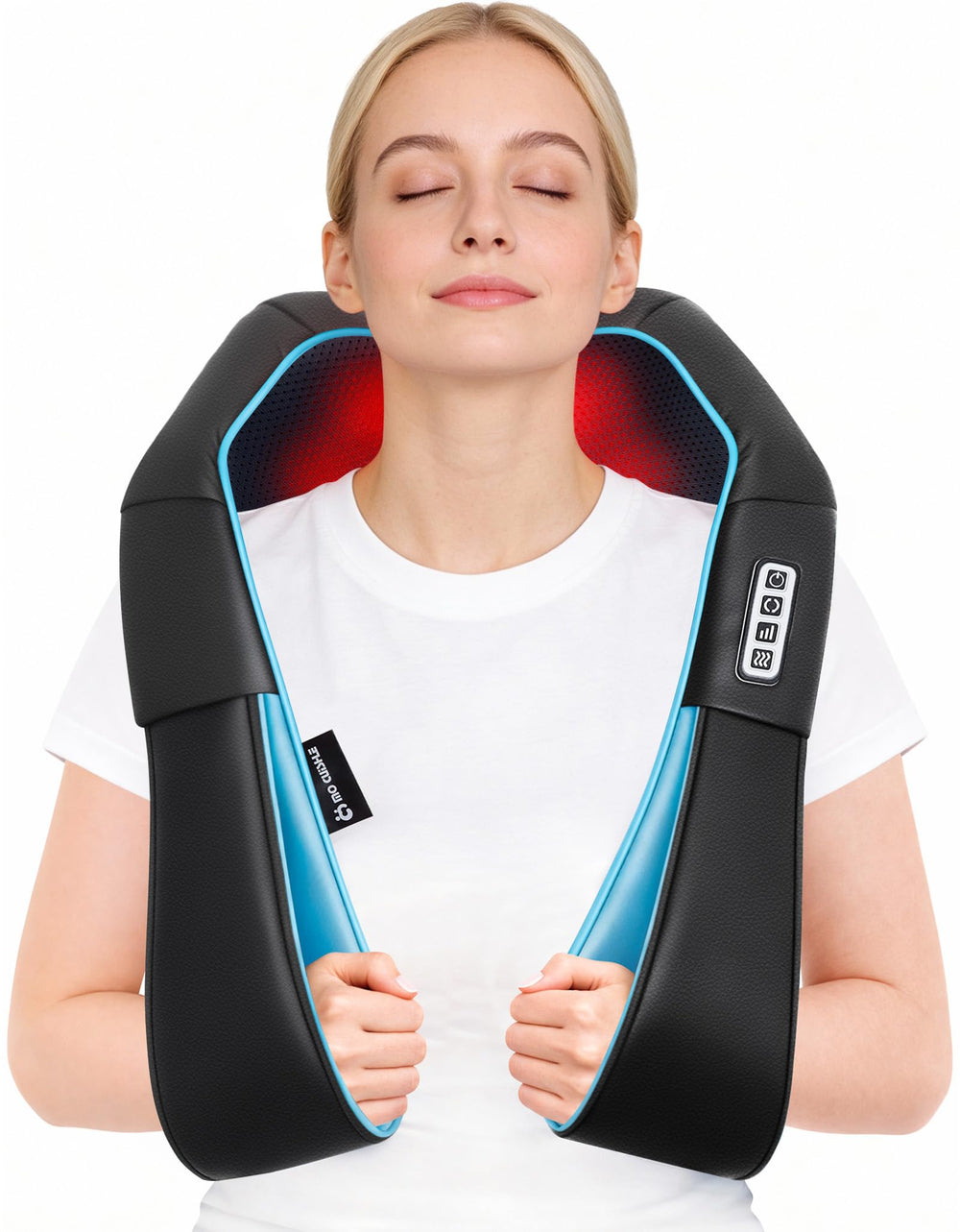 Mo Cuishle Shiatsu neck massager side view highlights versatile targeting of shoulders.