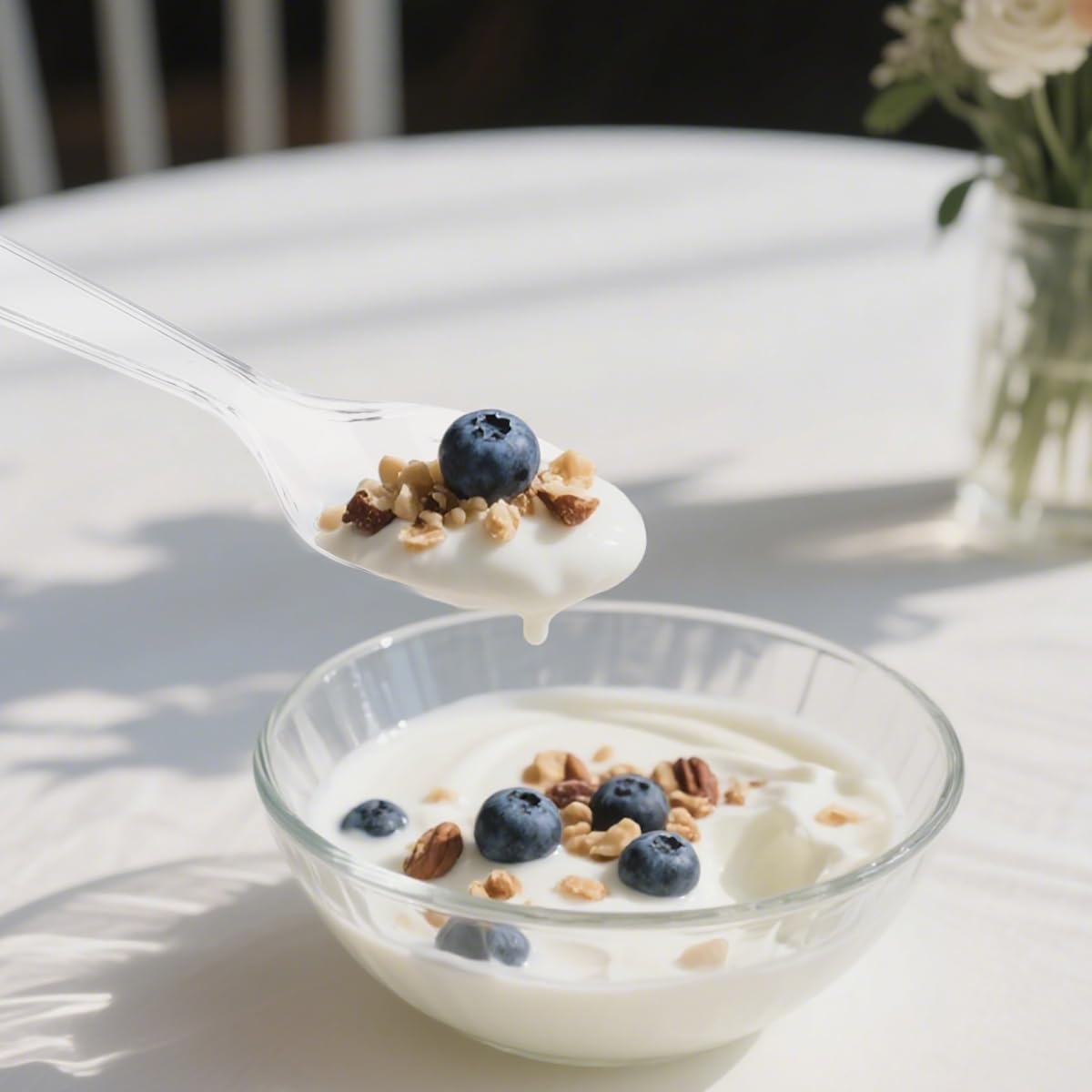 MOACOCK clear plastic utensils with smooth edges for comfort.