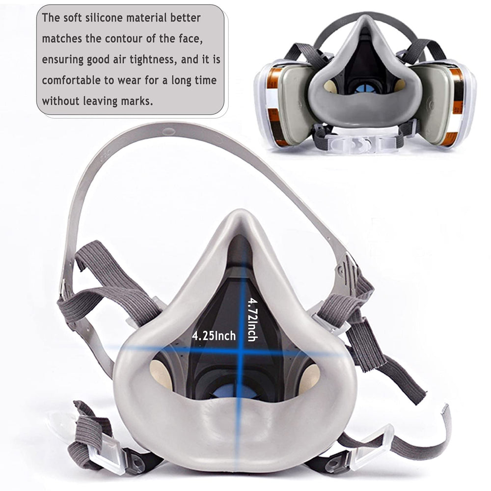 MOARON half-face respirator side view highlights adjustable fit and dual filtration compatibility.