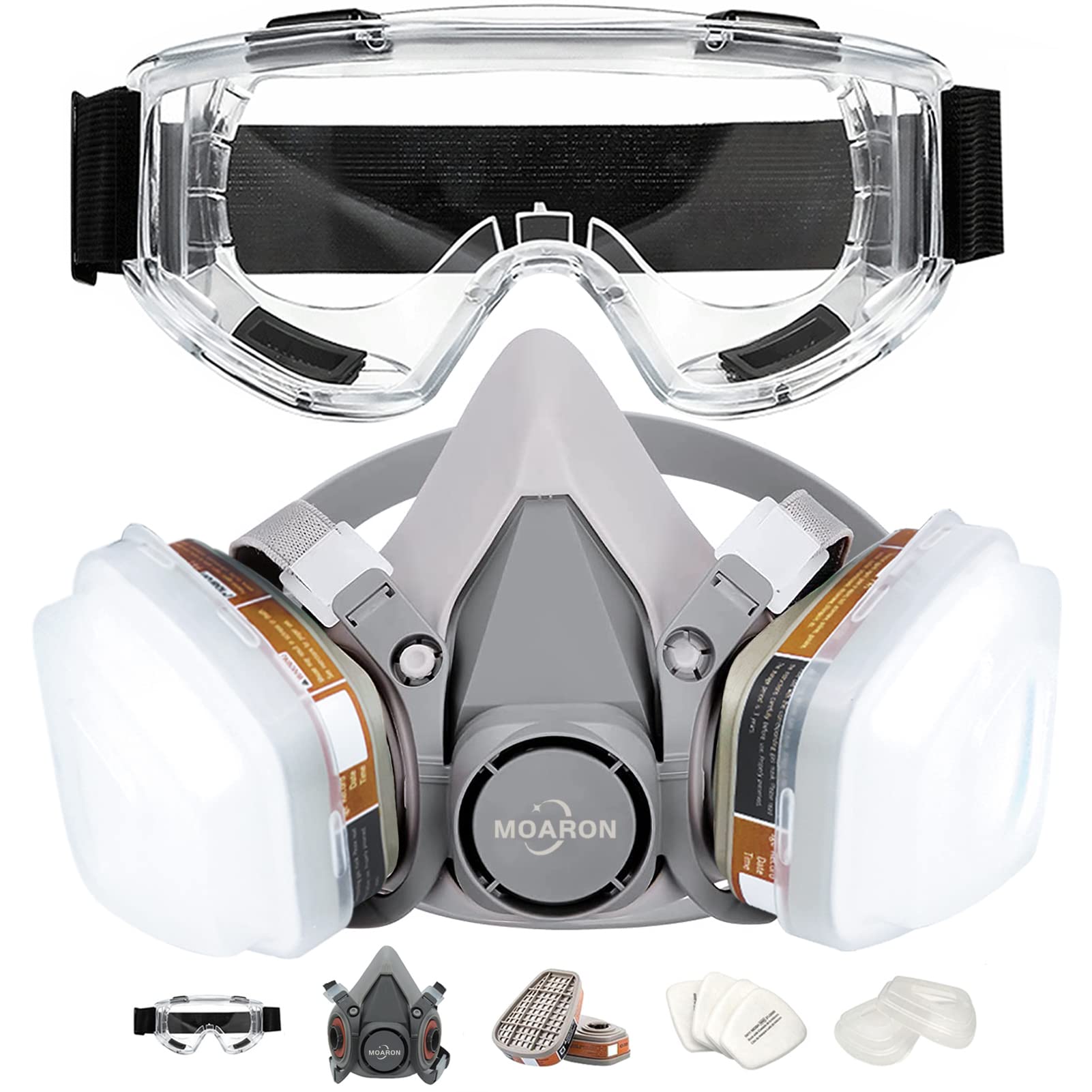 MOARON half-face cover front view shows a comfortable seal for painting and carpentry.
