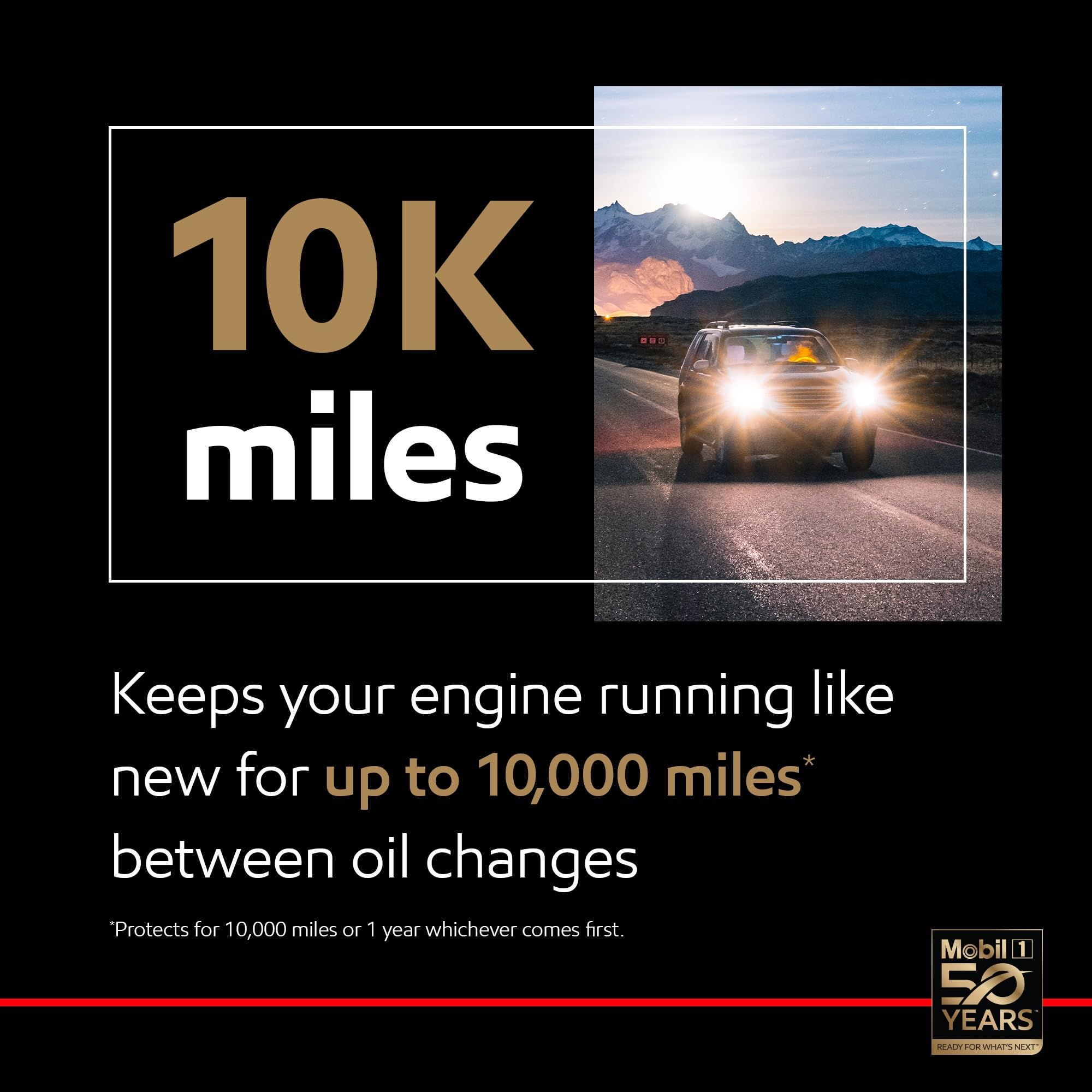 Graphic illustrating high-temperature protection up to 500°F for Mobil 1 High Mileage 0W-20