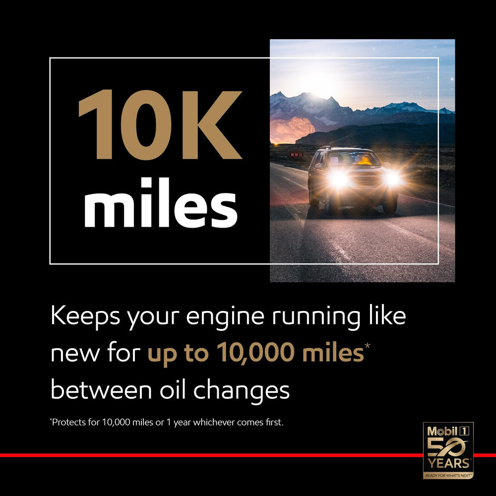 Graphic illustrating high-temperature protection up to 500°F for Mobil 1 High Mileage 0W-20