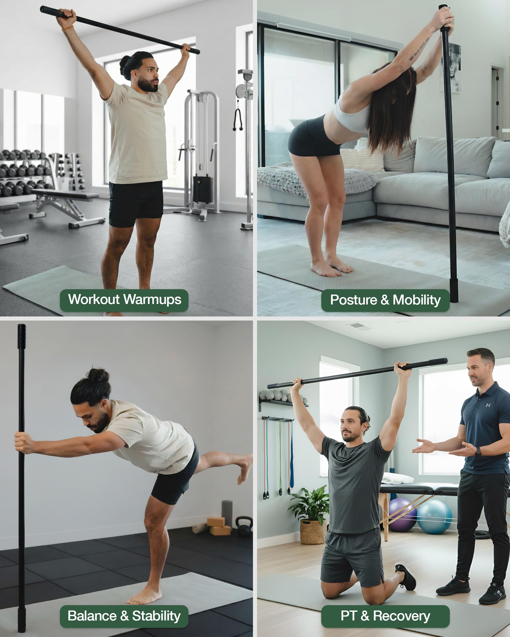 Mobility Mentor posture stick training aid supports posture improvement and back comfort.